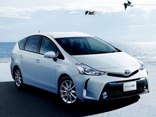 Обои картинки фото автомобили, toyota, prius, zvw40w, 2014г, светлый