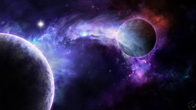 Обои картинки фото космос, арт, звезды, вселенная, планеты