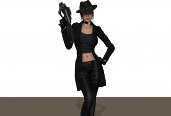 Картинка 3д+графика люди+ people оружие фон взгляд девушка