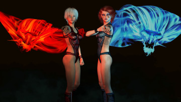 Картинка 3д+графика фантазия+ fantasy девушки взгляд фон