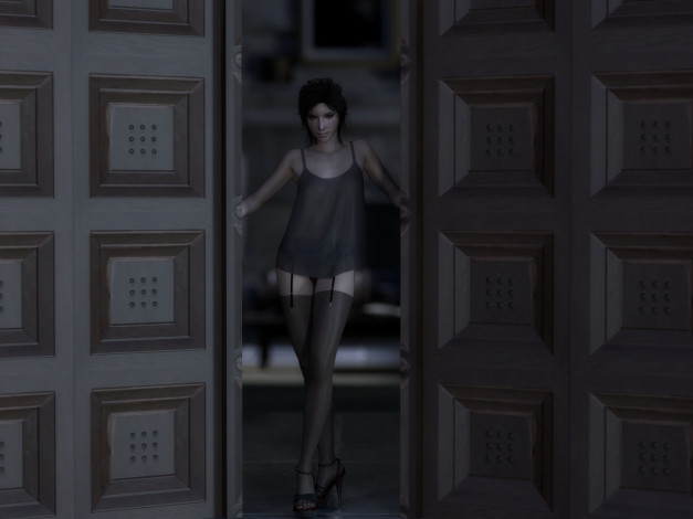 Обои картинки фото 3д графика, люди , people, фон, взгляд, девушка