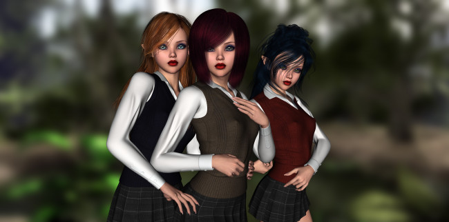 Обои картинки фото 3д графика, эльфы , elves, взгляд, девушки, фон