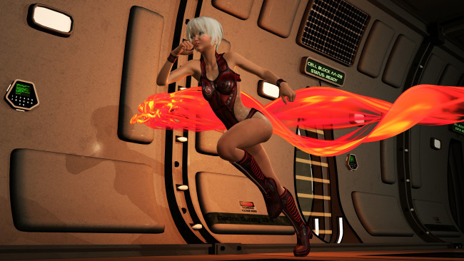 Обои картинки фото 3д графика, фантазия , fantasy, девушка, взгляд, фон, бег