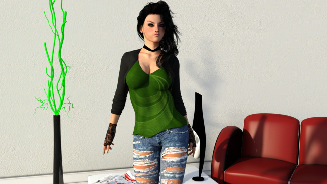 Обои картинки фото 3д графика, люди , people, девушка, взгляд, фон