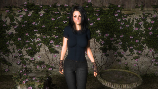 Обои картинки фото 3д графика, люди , people, фон, взгляд, девушка