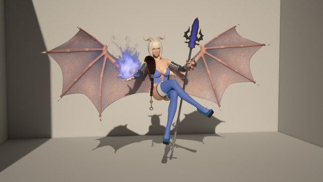 Обои картинки фото 3д графика, существа , creatures, девушка, демон, фон, взгляд