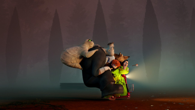 Обои картинки фото мультфильмы, hotel transylvania 2, монстры, на, каникулах, скутер, wayne, dracula, frankenstein, hotel, transylvania, 2