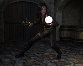 Картинка 3д+графика фантазия+ fantasy девушка взгляд фон нож