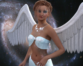 Картинка 3д+графика ангел+ angel фон взгляд девушка
