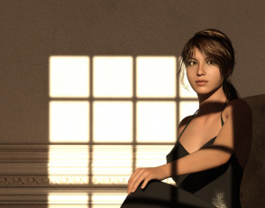 Картинка 3д+графика люди+ people девушка взгляд фон