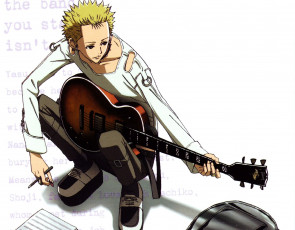 Картинка аниме nana гитара белый фон art нана пирсинг ai yazawa nobuo terashima