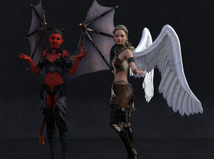 Картинка 3д+графика ангел+ angel девушки взгляд фон демон ангел