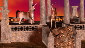 Картинка 3д+графика фантазия+ fantasy девушка взгляд фон пегас