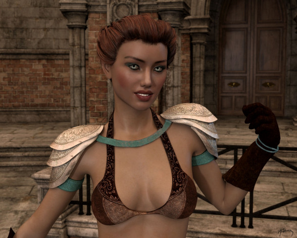 Обои картинки фото 3д графика, люди , people, девушка, взгляд, фон