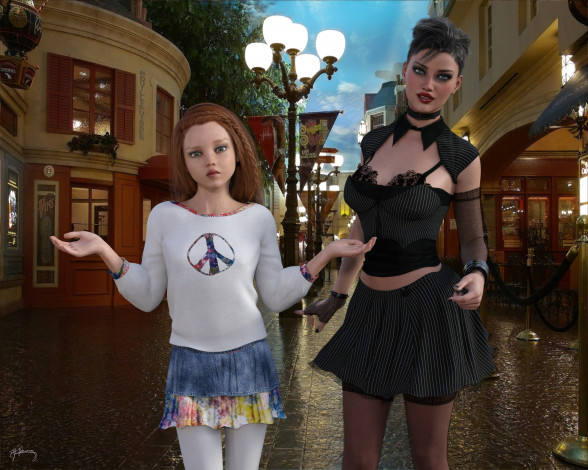 Обои картинки фото 3д графика, люди , people, девушки, взгляд, фон