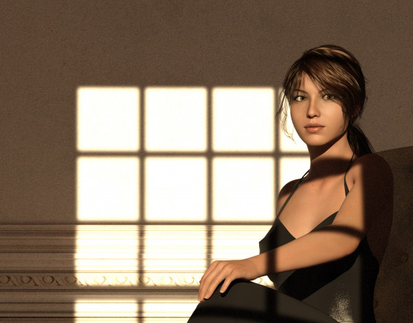 Обои картинки фото 3д графика, люди , people, девушка, взгляд, фон