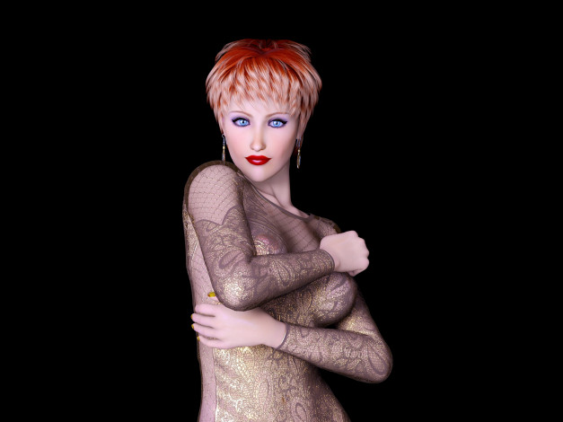 Обои картинки фото 3д графика, люди , people, девушка, взгляд, фон