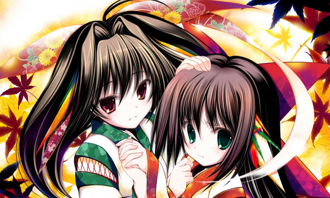 Обои картинки фото аниме, unknown,  другое, взгляд, девушки, фон