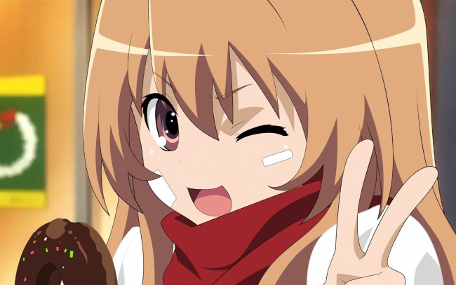 Обои картинки фото toradora, аниме, девушка, взгляд, фон