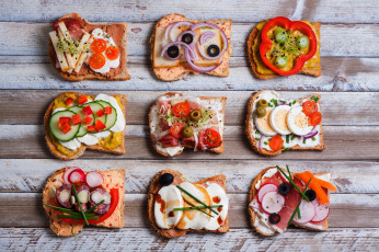 Картинка еда бутерброды +гамбургеры +канапе ассорти