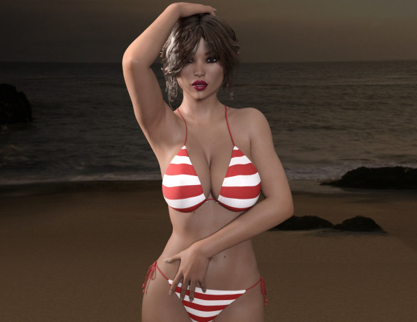 Обои картинки фото 3д графика, люди , people, девушка, взгляд, фон