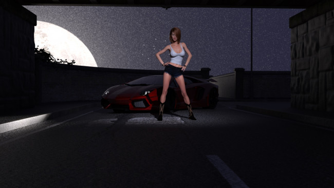 Обои картинки фото 3д графика, люди-авто, мото , people- car ,  moto, фон, взгляд, девушка