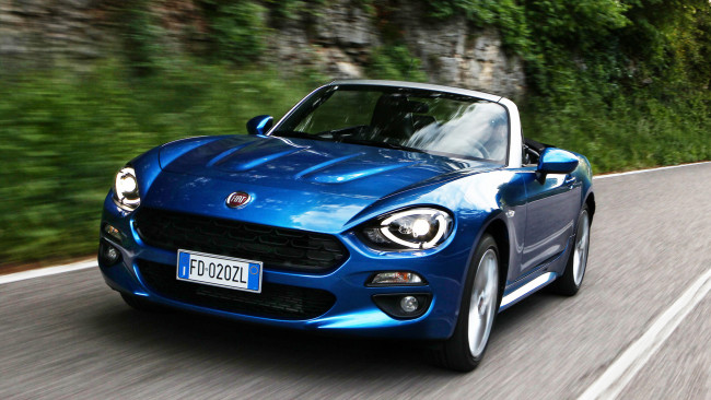 Обои картинки фото fiat 124 spider blue 2017, автомобили, fiat, синий, 2017, blue, 124, spider