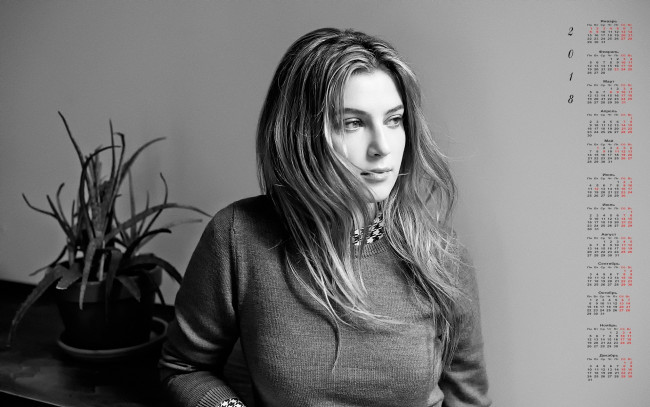 Обои картинки фото zoi levin, календари, знаменитости, взгляд, 2018, цветок, женщина