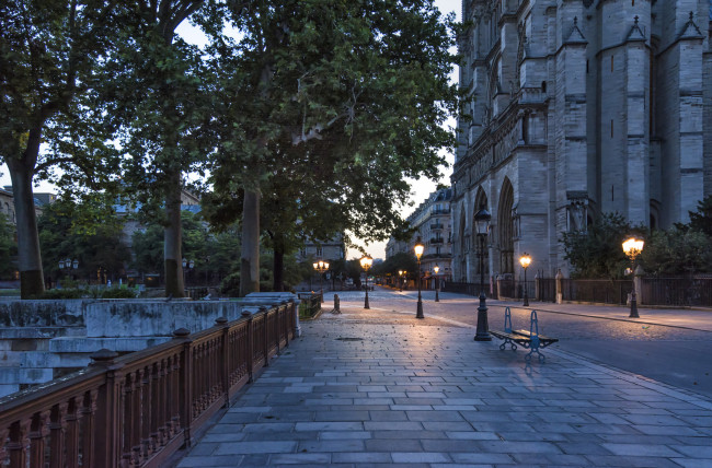 Обои картинки фото paris, города, париж , франция, улица, вечер