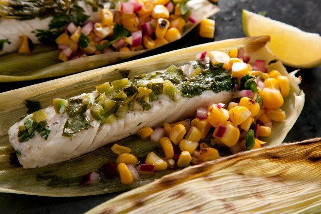 Обои картинки фото еда, рыбные блюда,  с морепродуктами, палтус