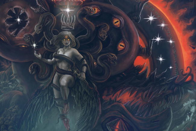 Обои картинки фото фэнтези, существа, queen, ужас, art, арт, chaos, fantasy, тьма, демон