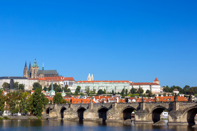 Обои картинки фото города, прага , Чехия, мост, река, влтава