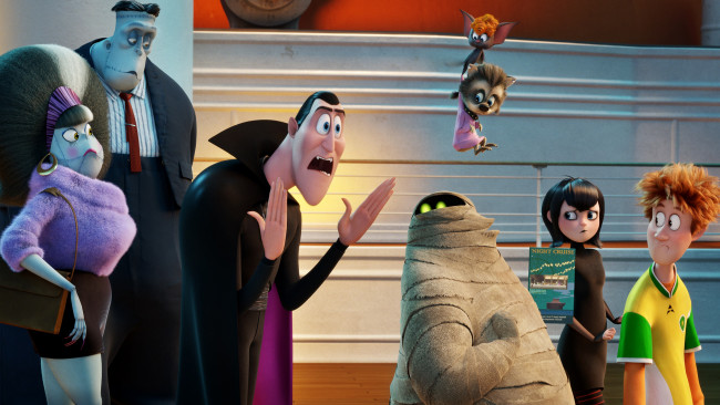 Обои картинки фото мультфильмы, hotel transylvania 3, путешествие, очередь, монстры
