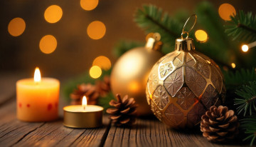 обоя праздничные, новогодние свечи, новогодняя