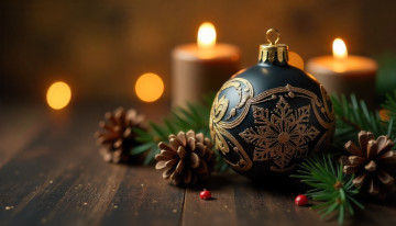 обоя праздничные, новогодние свечи, новогодняя