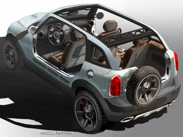 Обои картинки фото mini, bachcomber, concept, автомобили, рисованные