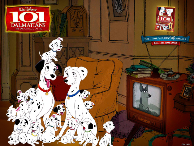 Обои картинки фото мультфильмы, 101, dalmatians