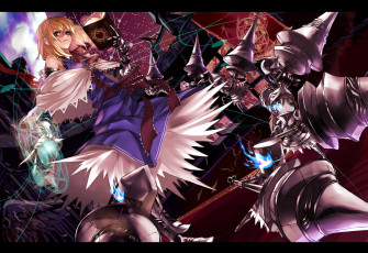 Картинка аниме touhou ведьма призыватель магия алиса девушки оружие