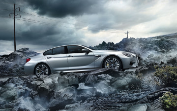 Картинка автомобили bmw road rock tuning mpower coupe clouds sky motion gran m6