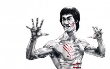 Картинка брюс ли рисованные люди bruce lee кровь царапины стойка