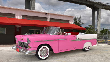 Картинка автомобили 3д convertible air 1955 chevrolet bel