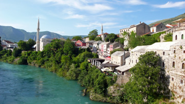 Картинка города мостар+ босния+и+герцеговина дома река