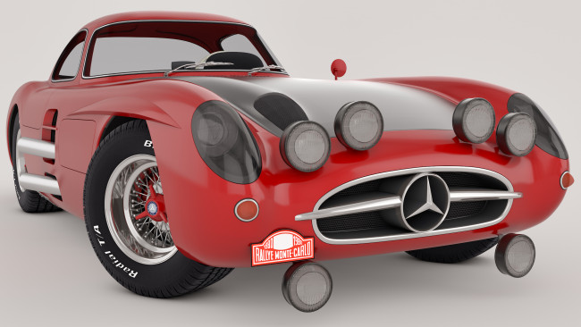 Обои картинки фото автомобили, 3д, mercedes, benz, 1955, 300, slr