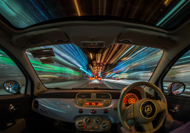 Обои картинки фото автомобили, спидометры, торпедо, руль, fiat