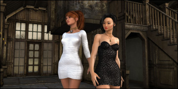 Картинка 3д+графика люди+ people дом фон взгляд девушки