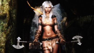 Картинка 3д+графика эльфы+ elves эльфийка лук оружие взгляд фон блондинка