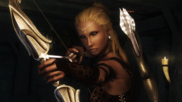 Картинка 3д+графика эльфы+ elves лук фон взгляд эльфийка