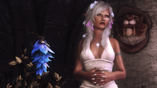 Обои картинки фото 3д графика, эльфы , elves, цветок, блондинка, фон, взгляд, эльфийка