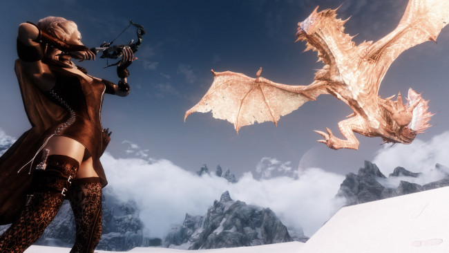 Обои картинки фото 3д графика, эльфы , elves, дракон, взгляд, эльфийка, фон