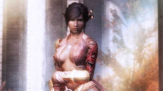 Обои картинки фото 3д графика, эльфы , elves, взгляд, эльфийка, фон